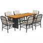 Preview: 7-tlg. Garten-Essgruppe mit Kissen Schwarz Poly Rattan
