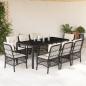 Preview: ARDEBO.de - 9-tlg. Garten-Essgruppe mit Kissen Schwarz Poly Rattan