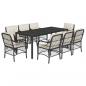 Preview: 9-tlg. Garten-Essgruppe mit Kissen Schwarz Poly Rattan