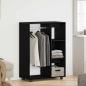 Preview: ARDEBO.de - Kleiderschrank Schwarz Eichen-Optik 80x40x110 cm Holzwerkstoff