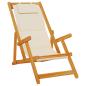 Preview: Strandstuhl mit Armlehnen Klappbar Creme Akazienholz Textilene