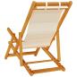 Preview: Strandstuhl mit Armlehnen Klappbar Creme Akazienholz Textilene