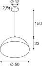 Preview: SLV FORCHINI 50 Pendelleuchte, E27, Pendellänge 150cm, 1x max. 40W, Ø 50cm, matt schwarz/matt gold (1008535)