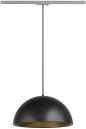 Preview: SLV FORCHINI M 40 TRACK Pendelleuchte für 1-Phasen Hochvolt-Schienen-System, E27, inkl. Adapter silbergrau, Ø 40cm, schwarz/gold (1008539)