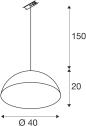 Preview: SLV FORCHINI M 40 TRACK Pendelleuchte für 1-Phasen Hochvolt-Schienen-System, E27, inkl. Adapter silbergrau, Ø 40cm, schwarz/gold (1008539)