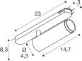 Preview: SLV GRIP! M Spot für 3-Phasen Hochvolt-Schienen-System, Ø4,3cm, 3000K, Phase, 20W, weiß/schwarz (1008443)