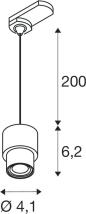 Preview: SLV PURI 2.0 Basic Pendelleuchte für 3-Phasen-Hochvolt-Schienensystem, GU10, 1x max.6W, Pendellänge 200cm, grau (1008212)