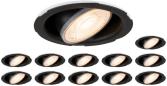 Preview: ARDEBO.de SLV UNIVERSAL DOWNLIGHT PHASE Einbauleuchten SET, 12 Leuchten, IP20, PHASE dimmbar, 5/7W, 2700/3000/4000/6500K, 38°, ohne Abdeckung (1008066)