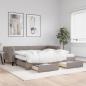 Preview: ARDEBO.de - Tagesbett Ausziehbar mit Schubladen Taupe 100x200 cm Stoff