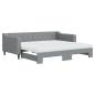 Preview: Tagesbett Ausziehbar mit Matratze Hellgrau 90x190 cm Stoff