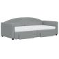 Preview: Tagesbett Ausziehbar mit Schubladen Hellgrau 90x190 cm Stoff