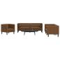 Preview: ARDEBO.de - 3-tlg. Chesterfield-Sofa-Set Braun Kunstleder Wildleder-Optik