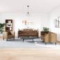 Preview: 3-tlg. Chesterfield-Sofa-Set Braun Kunstleder Wildleder-Optik