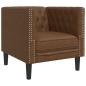 Preview: 3-tlg. Chesterfield-Sofa-Set Braun Kunstleder Wildleder-Optik