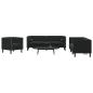 Preview: ARDEBO.de - 3-tlg. Chesterfield-Sofa-Set mit Nackenrollen Schwarz Samt