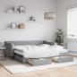 Preview: ARDEBO.de - Tagesbett Ausziehbar mit Schubladen Hellgrau 90x190 cm Stoff