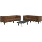 Preview: ARDEBO.de - 2-tlg. Chesterfield-Sofa-Set Braun Kunstleder Wildleder-Optik