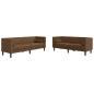 Preview: 2-tlg. Chesterfield-Sofa-Set Braun Kunstleder Wildleder-Optik