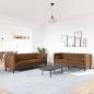 Preview: 2-tlg. Chesterfield-Sofa-Set Braun Kunstleder Wildleder-Optik