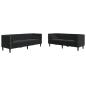 Preview: 2-tlg. Chesterfield-Sofa-Set mit Nackenrollen Schwarz Samt