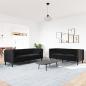 Preview: 2-tlg. Chesterfield-Sofa-Set mit Nackenrollen Schwarz Samt