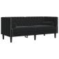 Preview: 2-tlg. Chesterfield-Sofa-Set mit Nackenrollen Schwarz Samt