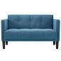 Preview: ARDEBO.de - Zweisitzer-Sofa Blau 111 cm Samt