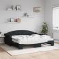 Preview: ARDEBO.de - Tagesbett Ausziehbar mit Matratzen Schwarz 90x190 cm Stoff