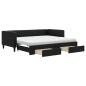 Preview: Tagesbett Ausziehbar mit Schubladen Schwarz 90x190 cm Stoff