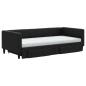 Preview: Tagesbett Ausziehbar mit Schubladen Schwarz 90x190 cm Stoff