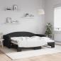 Preview: ARDEBO.de - Tagesbett Ausziehbar Schwarz 90x190 cm Stoff