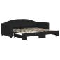 Preview: Tagesbett Ausziehbar Schwarz 90x190 cm Stoff