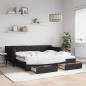 Preview: ARDEBO.de - Tagesbett Ausziehbar mit Schubladen Schwarz 90x190 cm Stoff