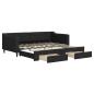 Preview: Tagesbett Ausziehbar mit Schubladen Schwarz 90x190 cm Stoff