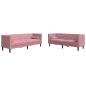 Preview: 2-tlg. Chesterfield-Sofa-Set mit Nackenrollen Rosa Samt