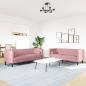 Preview: 2-tlg. Chesterfield-Sofa-Set mit Nackenrollen Rosa Samt