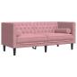 Preview: 2-tlg. Chesterfield-Sofa-Set mit Nackenrollen Rosa Samt