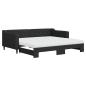 Preview: Tagesbett Ausziehbar mit Matratzen Schwarz 90x190 cm Stoff