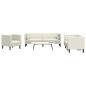 Preview: ARDEBO.de - 3-tlg. Chesterfield-Sofa-Set mit Nackenrollen Creme Samt