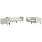 Preview: 3-tlg. Chesterfield-Sofa-Set mit Nackenrollen Creme Samt