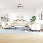 Preview: 3-tlg. Chesterfield-Sofa-Set mit Nackenrollen Creme Samt