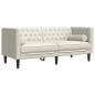 Preview: 3-tlg. Chesterfield-Sofa-Set mit Nackenrollen Creme Samt