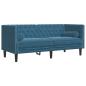 Preview: Chesterfield-Sofa mit Nackenrollen 2-Sitzer Blau Samt