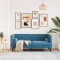Preview: Chesterfield-Sofa mit Nackenrollen 2-Sitzer Blau Samt