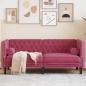 Preview: ARDEBO.de - Chesterfield-Sofa mit Nackenrollen 2-Sitzer Weinrot Samt