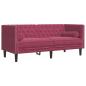 Preview: Chesterfield-Sofa mit Nackenrollen 2-Sitzer Weinrot Samt
