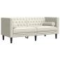 Preview: Chesterfield-Sofa mit Nackenrollen 2-Sitzer Creme Samt