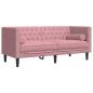 Preview: Chesterfield-Sofa mit Nackenrollen 2-Sitzer Rosa Samt