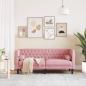 Preview: Chesterfield-Sofa mit Nackenrollen 2-Sitzer Rosa Samt