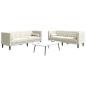 Preview: ARDEBO.de - 2-tlg. Chesterfield-Sofa-Set mit Nackenrollen Creme Samt
